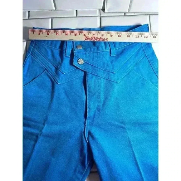 Vintage Jewells Classic Bottoms Turquoise Jeans Size 7 Style 9104 Bare Back - Picture 8 of 12
